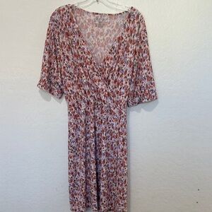 APT. 9 Pink Purple multi Midi Dress pull on v neck women’s plus size XXL wrap